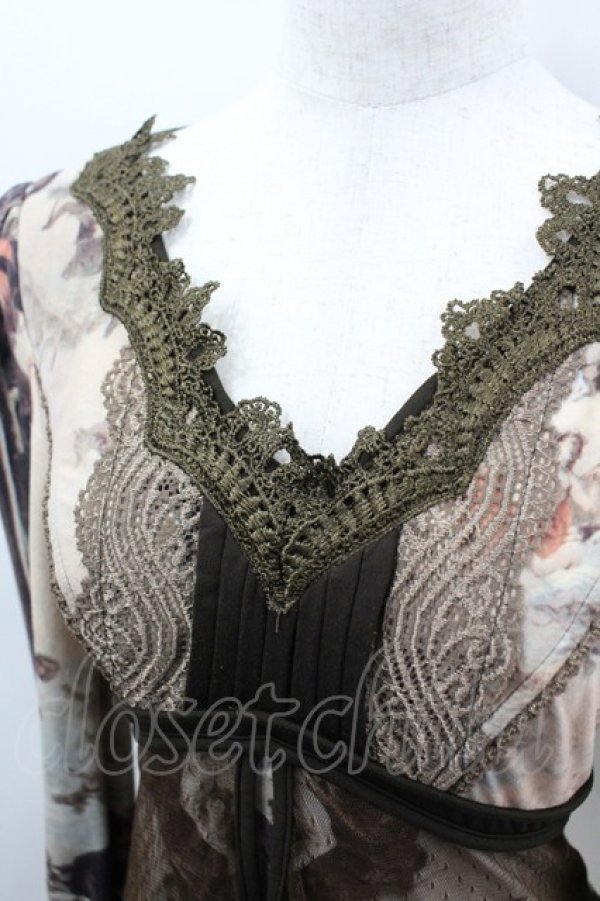 画像2: OZZ ANGELO / 絵画総柄チュール重ねカットソー  ブラウン I-26-03-23-026-OO-TO-SA-ZI (2)