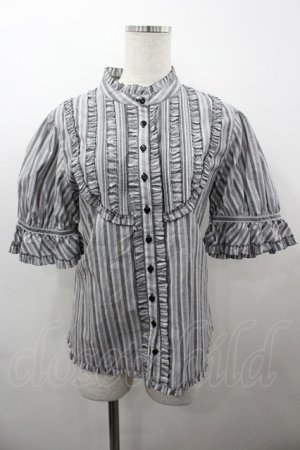 画像: PINK HOUSE / ヨークフリルブラウス  黒Ｘ白 I-26-03-23-032-LO-BL-SA-ZI