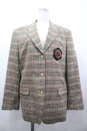 画像: INGEBORG / ワッペンチェックジャケット L ブラウン I-26-03-25-034-LO-JA-SA-ZI