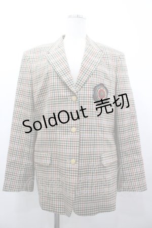 画像: INGEBORG / ワッペンチェックジャケット L ブラウン I-26-03-25-034-LO-JA-SA-ZI