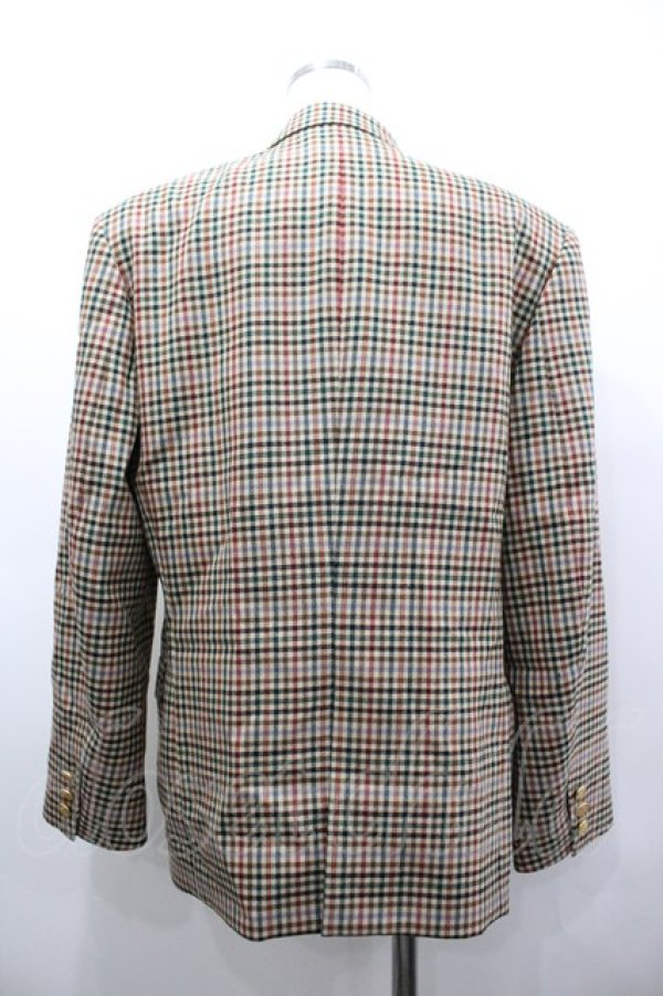 画像2: INGEBORG / ワッペンチェックジャケット L ブラウン I-26-03-25-034-LO-JA-SA-ZI (2)