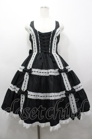 画像: metamorphose / 木漏れ日のトロイメライ ティアードジャンパースカート 1 黒×オフ白 I-26-03-25-041-ME-OP-SA-ZI