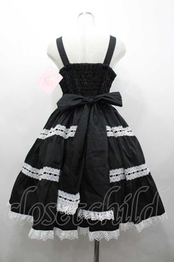 画像2: metamorphose / 木漏れ日のトロイメライ ティアードジャンパースカート 1 黒×オフ白 I-26-03-25-041-ME-OP-SA-ZI (2)