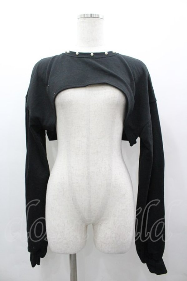 画像1: Ank Rouge / パールデザインショートトップス  黒Ｘ白 I-26-03-25-005-CA-TO-SA-ZI (1)