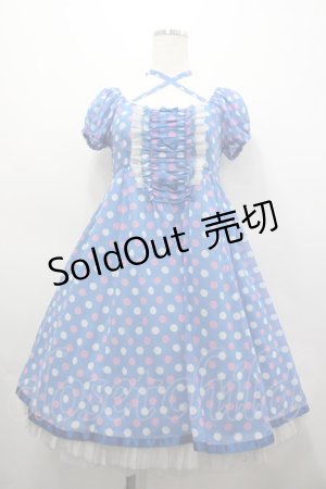 画像: Emily Temple cute / ジョーゼット水玉ワンピース  青 I-26-03-25-045-ET-OP-SA-ZI