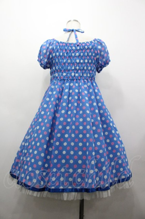 画像2: Emily Temple cute / ジョーゼット水玉ワンピース  青 I-26-03-25-045-ET-OP-SA-ZI (2)