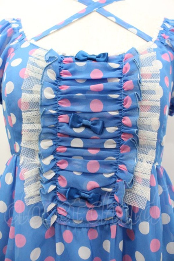 画像3: Emily Temple cute / ジョーゼット水玉ワンピース  青 I-26-03-25-045-ET-OP-SA-ZI (3)
