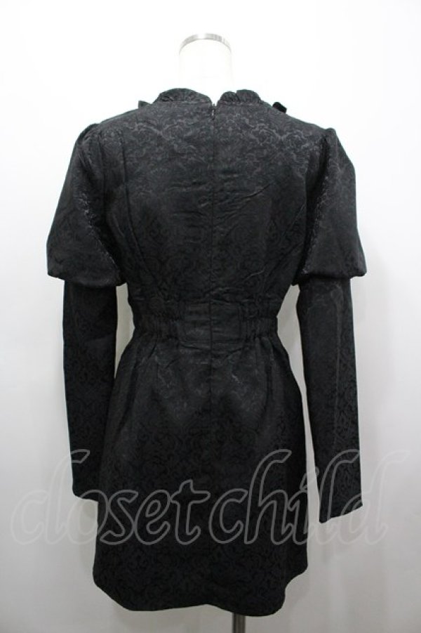 画像2: Ank Rouge / パール&ジャガードデザインワンピース  黒Ｘ白 I-26-03-25-048-CA-OP-SA-ZI (2)