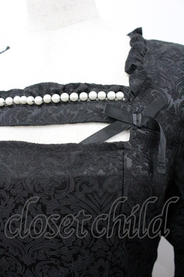 画像3: Ank Rouge / パール&ジャガードデザインワンピース  黒Ｘ白 I-26-03-25-048-CA-OP-SA-ZI (3)