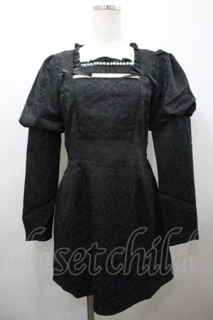 画像: Ank Rouge / パール&ジャガードデザインワンピース  黒Ｘ白 I-26-03-25-049-CA-OP-SA-ZI