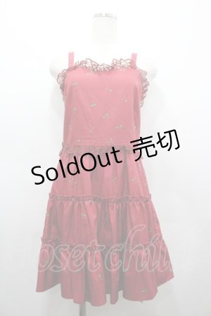 画像: Ank Rouge / チェリー柄ジャンパースカート  赤 I-26-03-25-050-CA-OP-SA-ZI