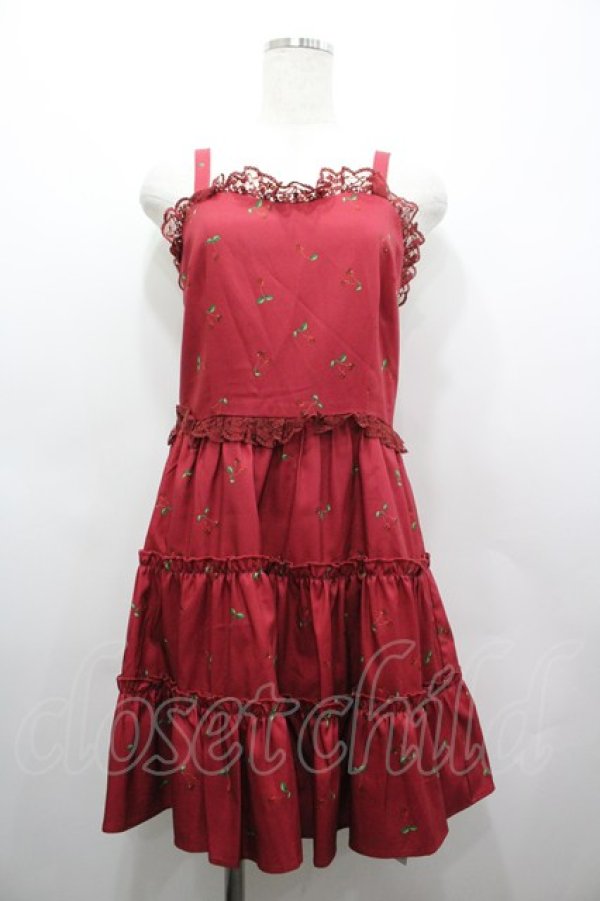 画像1: Ank Rouge / チェリー柄ジャンパースカート  赤 I-26-03-25-050-CA-OP-SA-ZI (1)