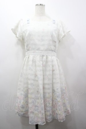 画像: LODISPOTTO / フラワーチェック透かしプリント半袖ワンピース  白 I-26-03-25-051-LO-OP-SA-ZI