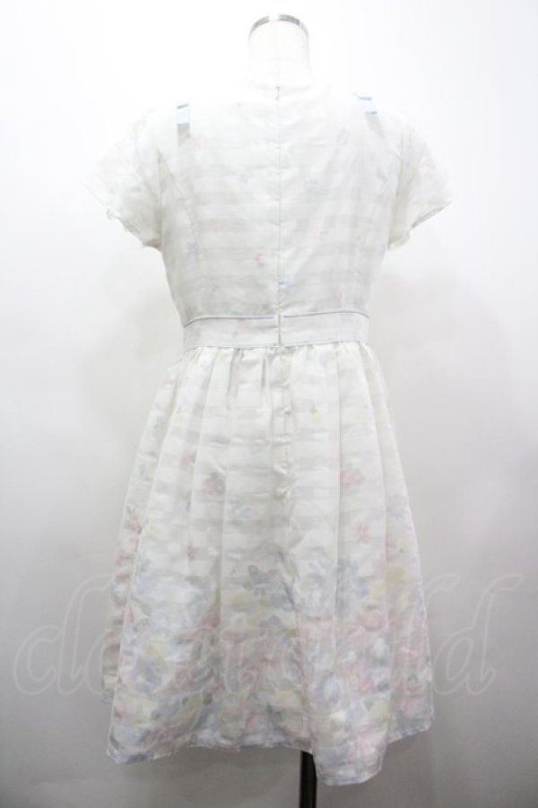 画像2: LODISPOTTO / フラワーチェック透かしプリント半袖ワンピース  白 I-26-03-25-051-LO-OP-SA-ZI (2)