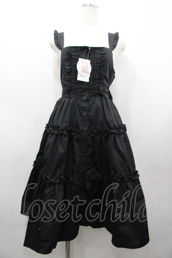 画像1: Alice Mashiro / TT*MAAフリルジャンパースカート LL 黒 I-26-03-25-054-PU-OP-SA-ZI (1)