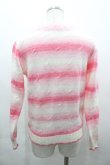 画像2: Nile Perch / ボーダーラインストーンニットカーディガン  ピンクＸ白 I-26-03-25-006-LO-TO-SA-ZI (2)