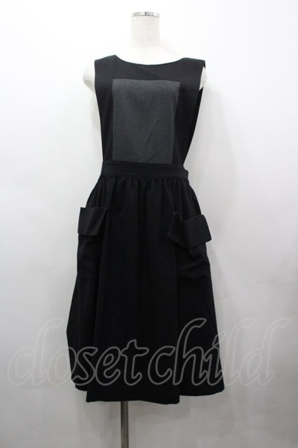 画像1: Jane Marple / Vintage Poplin Bicolorジャンパースカート M ブラック I-26-03-25-058-JM-OP-SA-ZI (1)