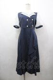 画像1: axes femme / 夜空刺繍襟ドッキングワンピース  紺Ｘ白 I-26-03-25-061-AX-OP-SA-ZI (1)