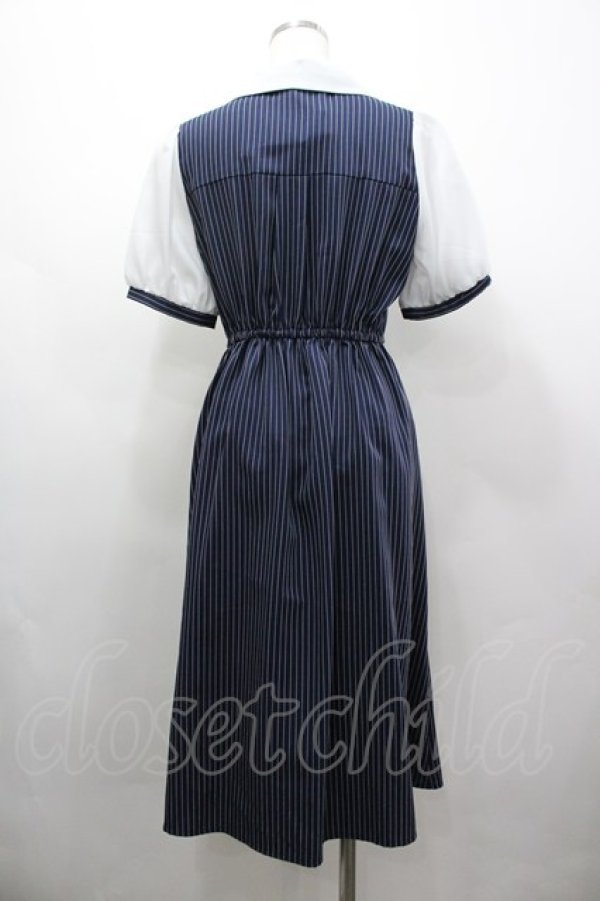 画像3: axes femme / 夜空刺繍襟ドッキングワンピース  紺Ｘ白 I-26-03-25-061-AX-OP-SA-ZI (3)