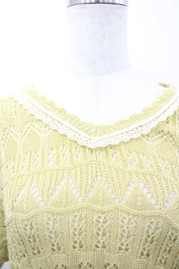 画像2: axes femme / ニットベストドッキングチュニック  カラシＸ白 I-26-03-25-062-AX-OP-SA-ZI (2)