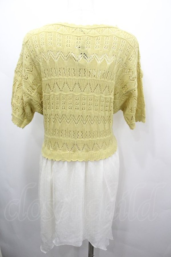 画像3: axes femme / ニットベストドッキングチュニック  カラシＸ白 I-26-03-25-062-AX-OP-SA-ZI (3)