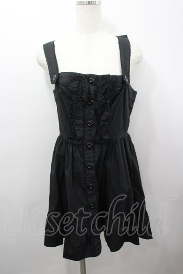 画像1: PEACE NOW / フリルジャンパースカート M 黒 I-26-03-25-064-PU-OP-TE-ZI (1)