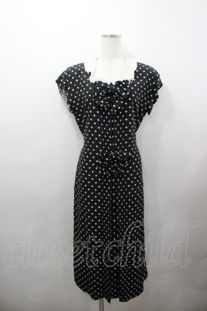 画像: INGEBORG / ドットリボン半袖ワンピース  黒Ｘ白 I-26-03-25-067-LO-OP-SA-ZI