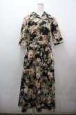画像1: INGEBORG / 薔薇総柄半袖ワンピース  黒ＸピンクＸ緑 I-26-03-25-069-LO-OP-SA-ZI (1)