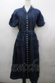 画像1: INGEBORG / フロントピンタック半袖デニムワンピース  黒 I-26-03-25-071-LO-OP-SA-ZI (1)