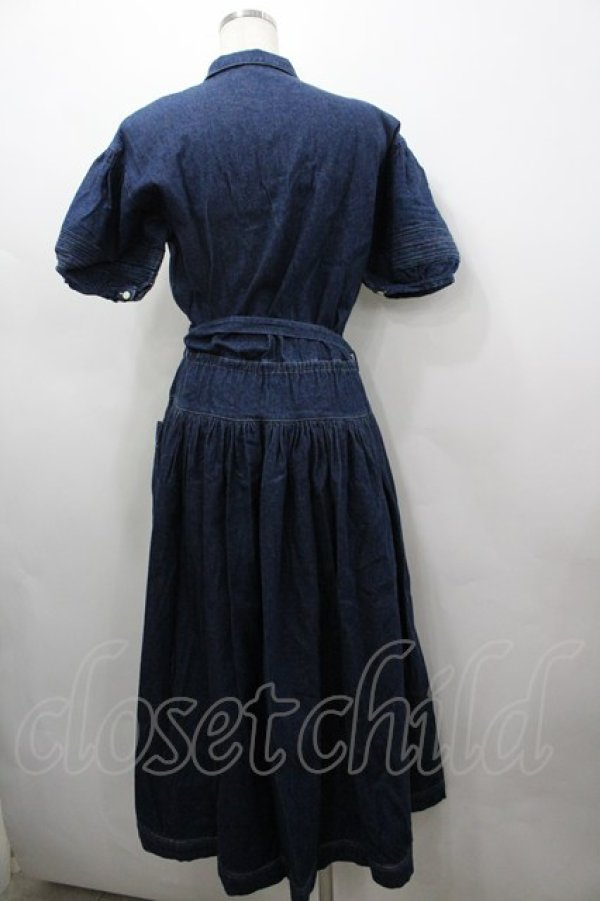 画像3: INGEBORG / フロントピンタック半袖デニムワンピース  黒 I-26-03-25-071-LO-OP-SA-ZI (3)