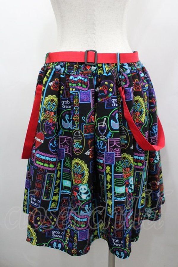 画像3: metamorphose / 電脳Neon少女ベルト付きスカート  マルチカラー I-26-03-25-079-ME-SK-SA-ZI (3)