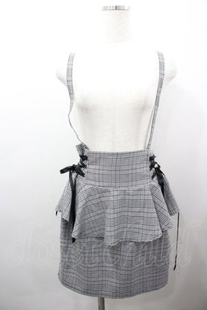 画像: MA*RS / サス付きチェックスカート  黒チェック I-26-03-25-080-EL-SK-SA-ZI