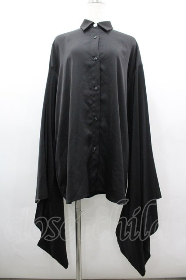 画像1: ililil / 着物袖風シャツ  黒 I-26-03-25-009-PU-BL-SA-ZI (1)
