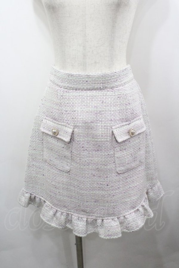 画像1: Ank Rouge / ミックスツイードスカート M ピンク I-26-03-25-083-CA-SK-SA-ZI (1)