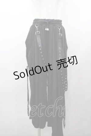 画像: NOVESSEL / サスペンダー付きスカートレイヤードワイドパンツ  黒 I-26-03-25-087-PU-PA-SA-ZI
