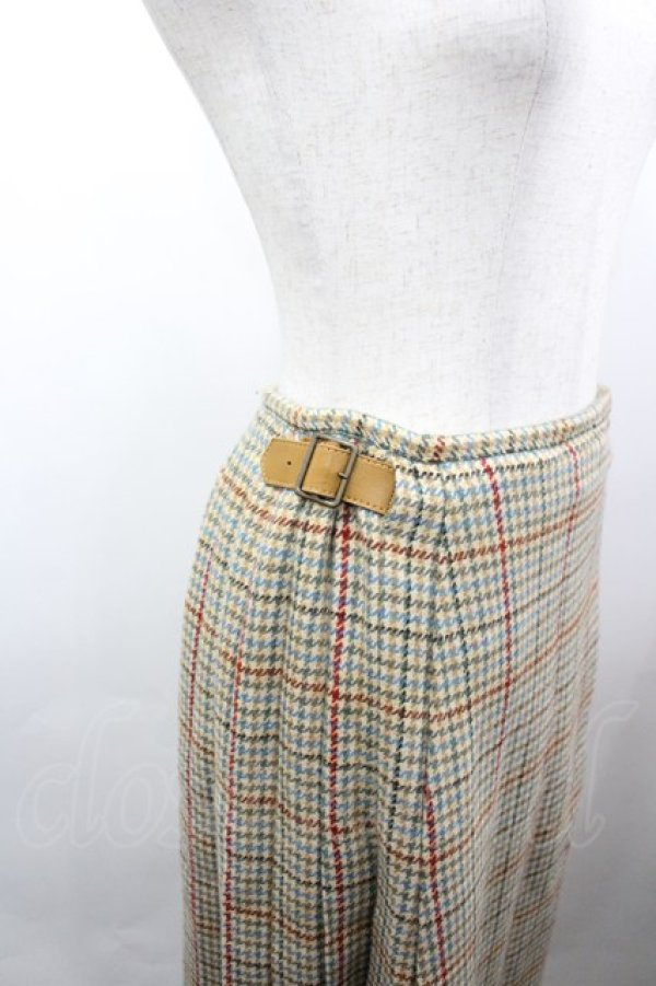 画像3: INGEBORG / 千鳥チェックサイドベルトプリーツスカート  ブラウン I-26-03-25-088-LO-SK-SA-ZI (3)