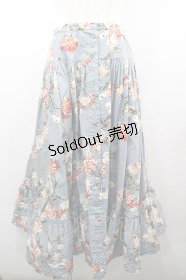 画像1: INGEBORG / フラワー総柄スカート  青Ｘ白Ｘ赤 I-26-03-25-091-LO-SK-SA-ZI (1)