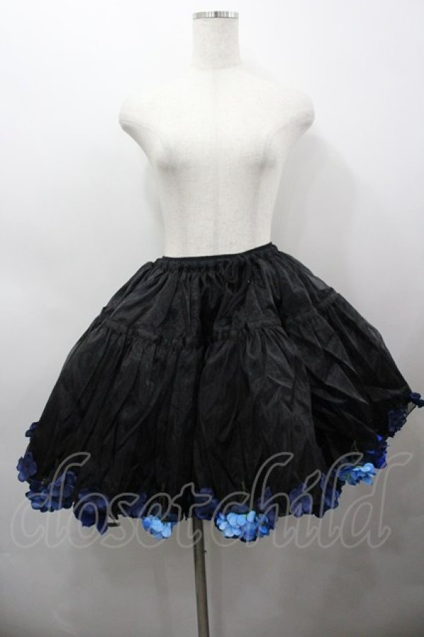 画像1: Boguta / 薔薇モチーフオーガンジーパニエ  黒Ｘ青 I-26-03-25-103-0-SK-SA-ZI (1)