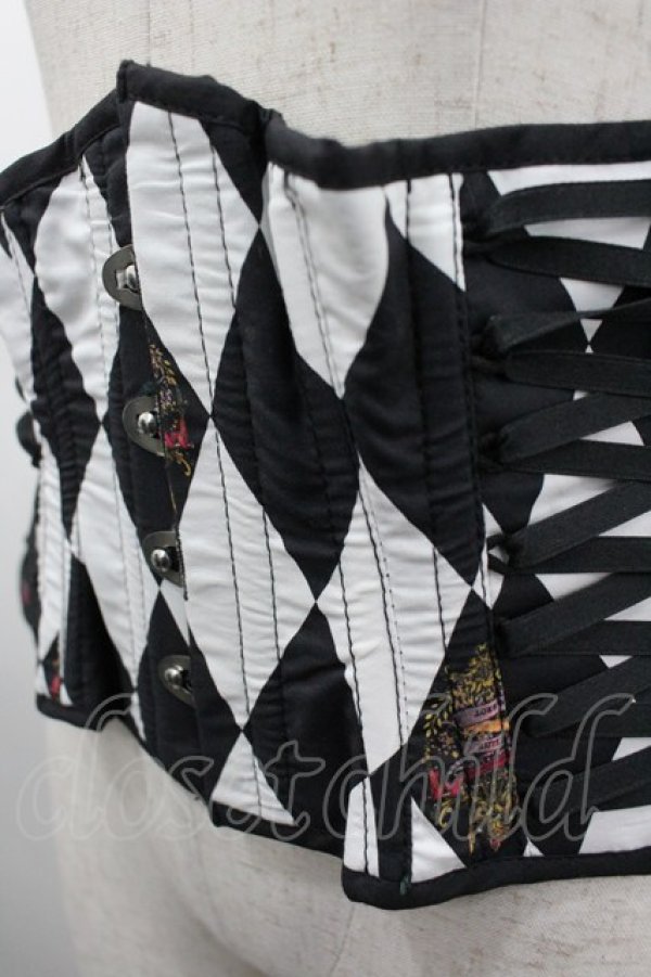 画像2: ATELIER PIERROT / Diamond Circus Corset F 黒×白 I-26-03-25-104-EL-SK-SA-ZI (2)