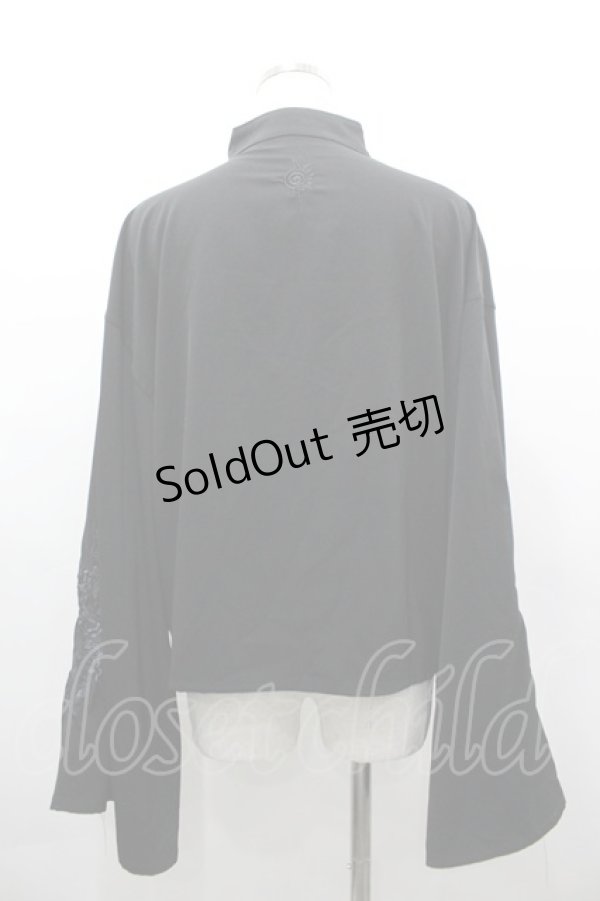 画像2: AdaNous / 咲き誇る チャイナ風ブラウス  黒 I-26-03-25-011-PU-BL-SA-ZI (2)