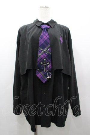 画像: TRAVAS TOKYO / チェックネクタイ長袖シャツ  黒Ｘパープルチェック I-26-03-25-012-PU-BL-SA-ZI