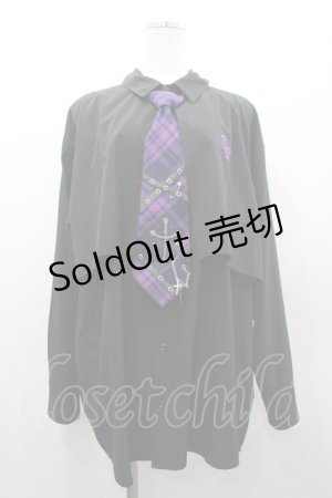 画像: TRAVAS TOKYO / チェックネクタイ長袖シャツ  黒Ｘパープルチェック I-26-03-25-012-PU-BL-SA-ZI