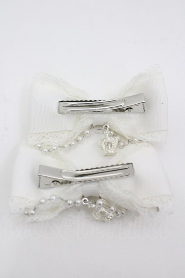 画像2: Princess Melody / クラウン×ハートレースりぼんクリップ  白 I-26-03-25-113-EL-AC-TE-ZI (2)