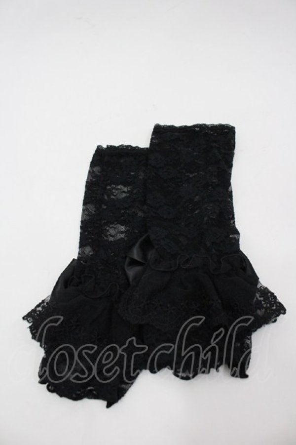 画像2: LOLITAその他(お買取対象外) / リボンレースグローブ  黒 I-26-03-25-115-LO-ZA-TE-ZI (2)