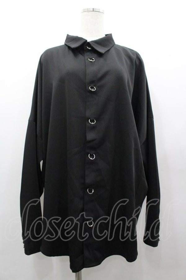 画像1: ililil / ピアスボタンシャツ  黒Ｘシルバー I-26-03-25-013-PU-BL-SA-ZI (1)