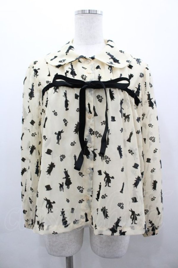 画像1: Jane Marple / Queen Aliceスモックブラウス M カスタード×ブラック×ブラック I-26-03-25-002-JM-BL-SA-ZI (1)