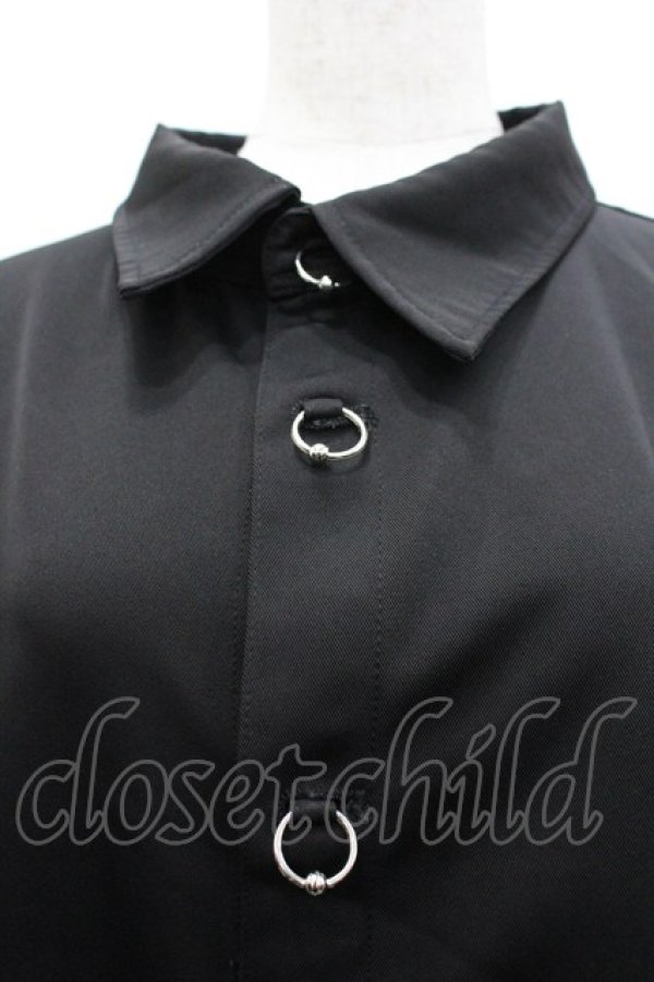画像3: ililil / ピアスボタンシャツ  黒Ｘシルバー I-26-03-25-013-PU-BL-SA-ZI (3)