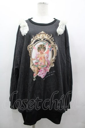 画像: TRAVAS TOKYO / RUEL ANGELショルダーフリルスウェット  黒ｘ白 I-26-03-25-021-PU-TO-SA-ZI