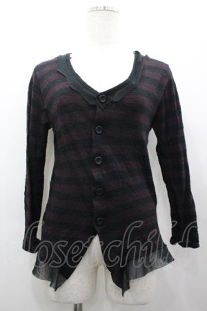 画像: BPN FOR MEN / ボーダーカーディガン M 黒×紫 I-26-03-25-023-GO-TO-TE-ZI