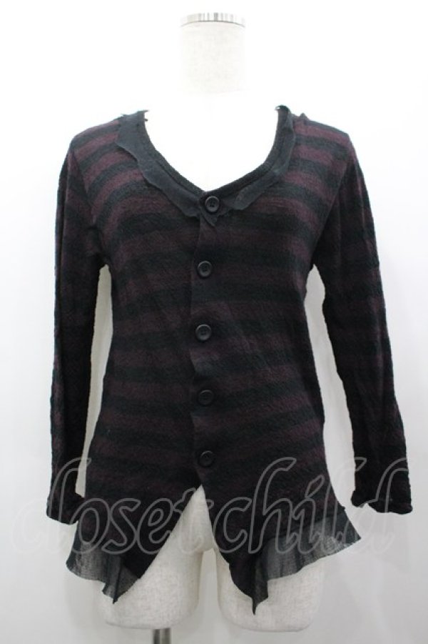 画像1: BPN FOR MEN / ボーダーカーディガン M 黒×紫 I-26-03-25-023-GO-TO-TE-ZI (1)